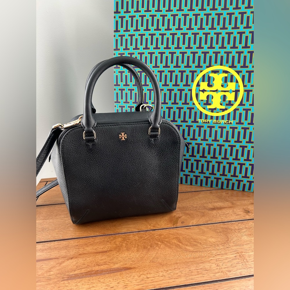 Tory Burch Zip Top Satchel/Cross Body Black